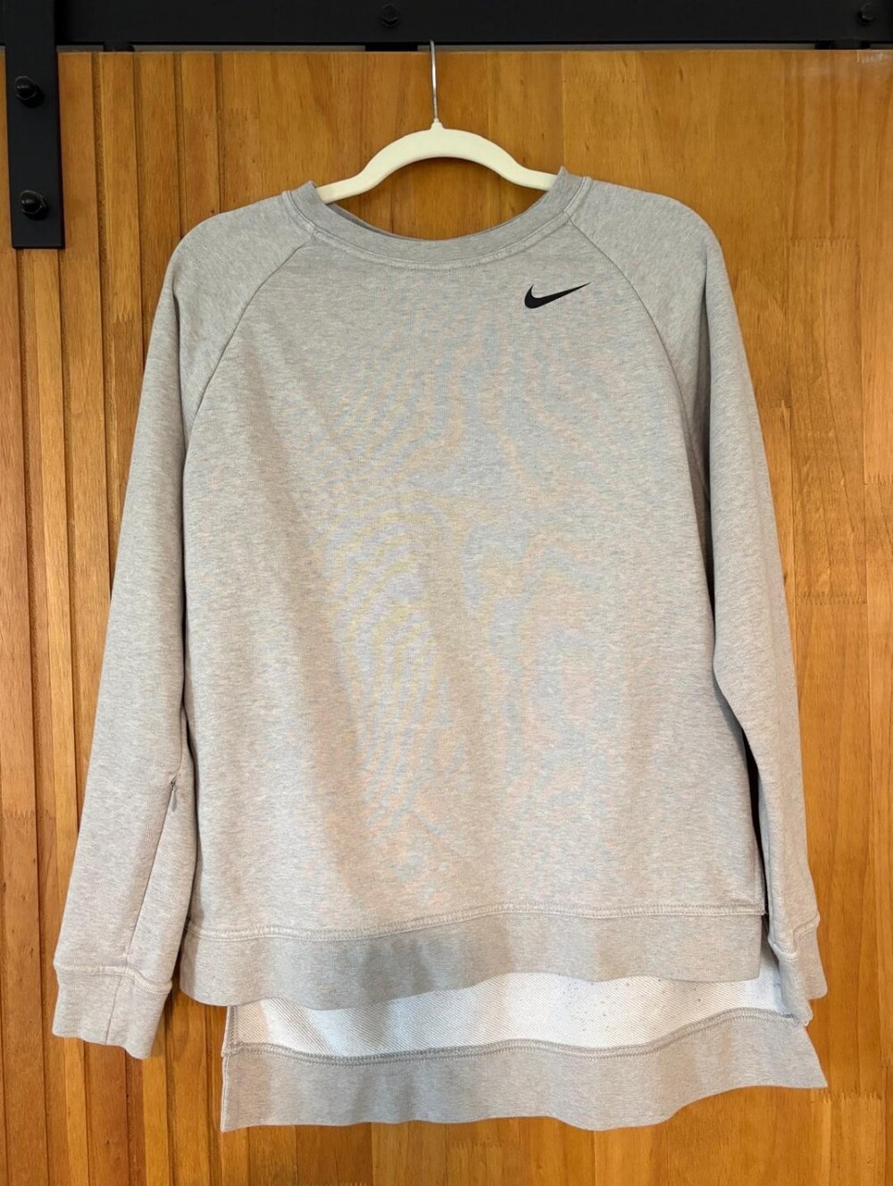 Nike Light Gray Crewneck Sweatshirt with Swoosh